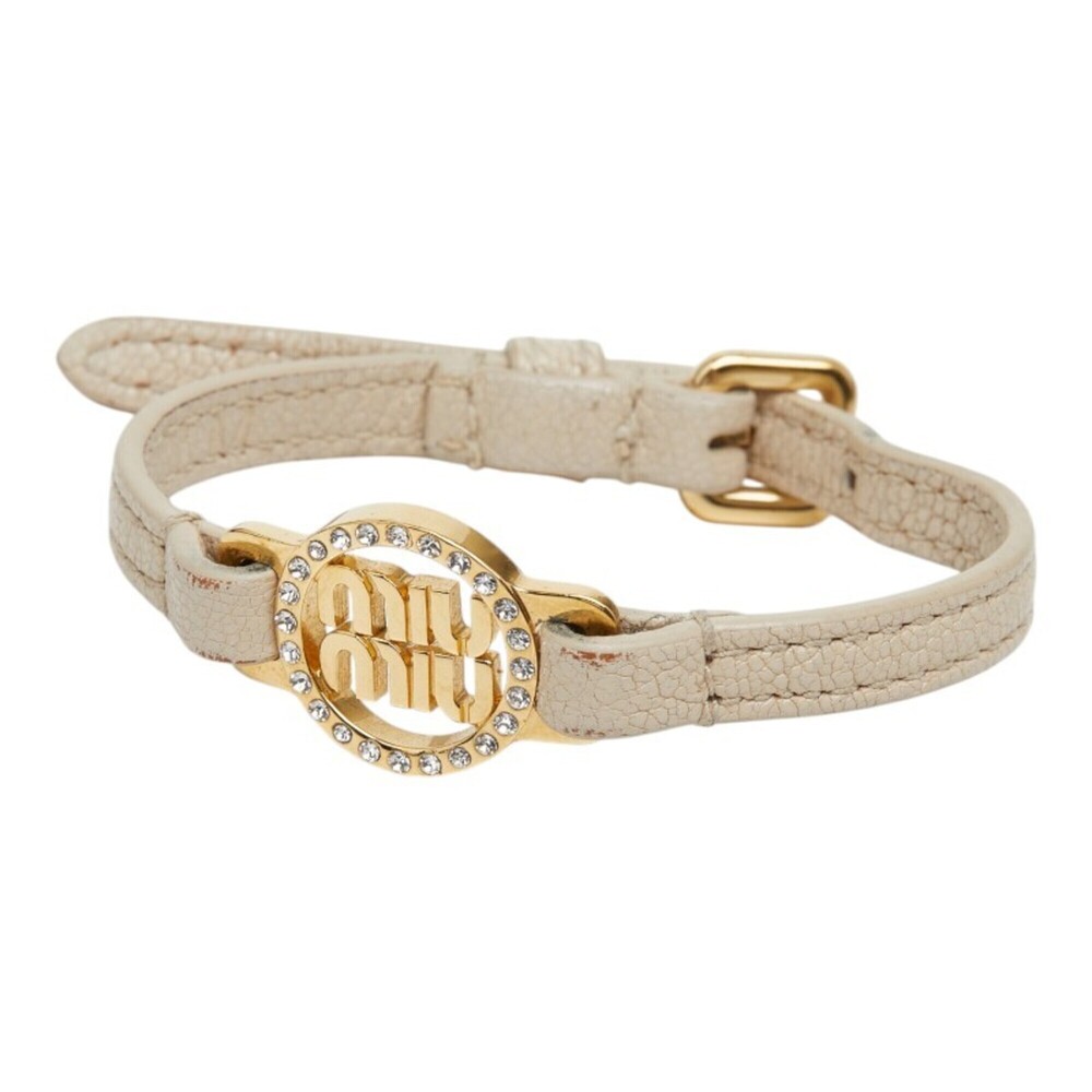 MIU MIU Cream Leather Charm Bracelet